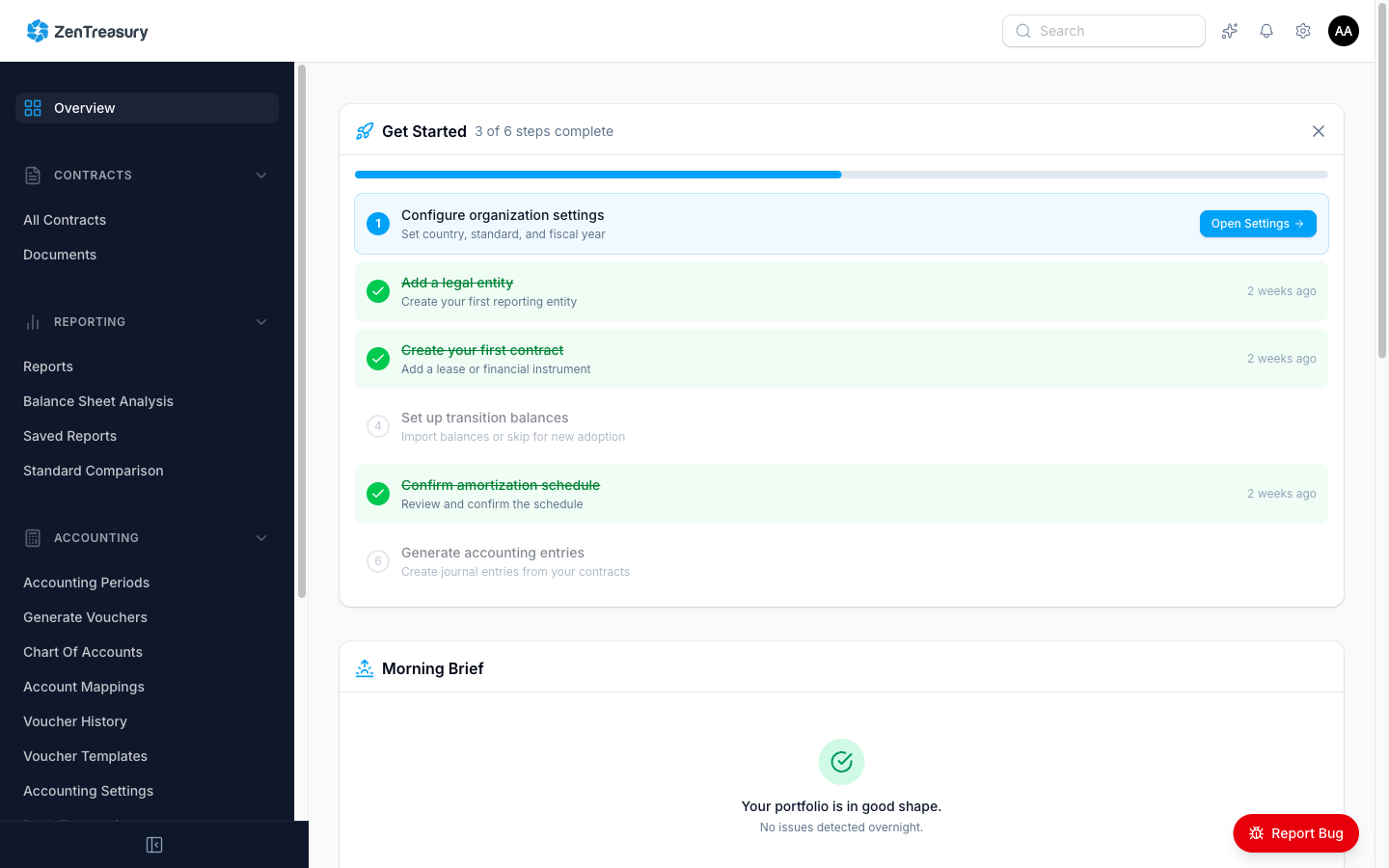Zen AI guiding lease setup; advisory only, never touches the calculations